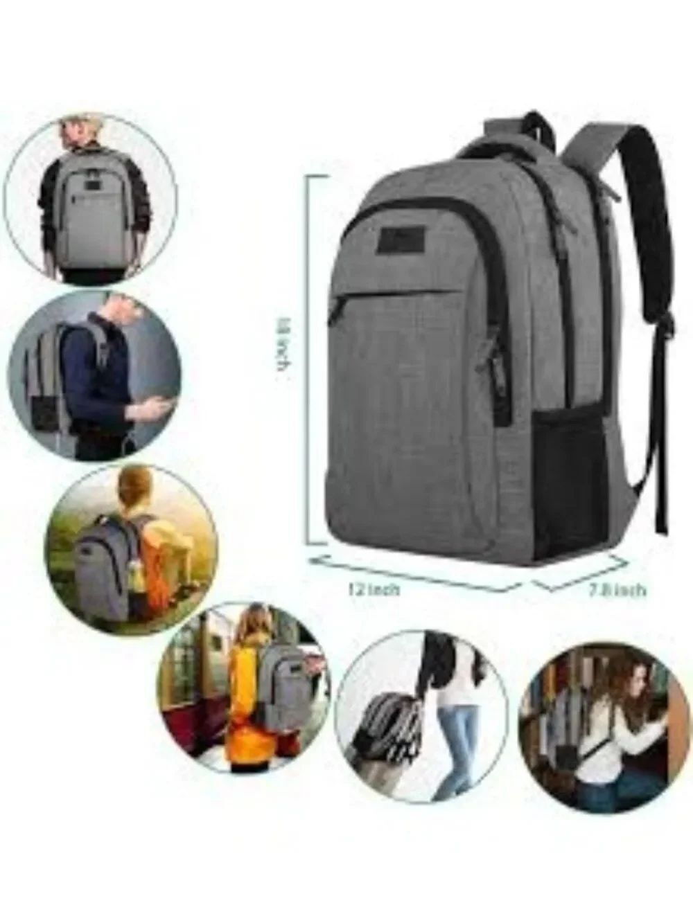 Matein Gray Anti-Theft Slim Travel Laptop Backpack - Picture 7 of 15